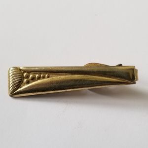 Vintage tie clip pale gold tone metal